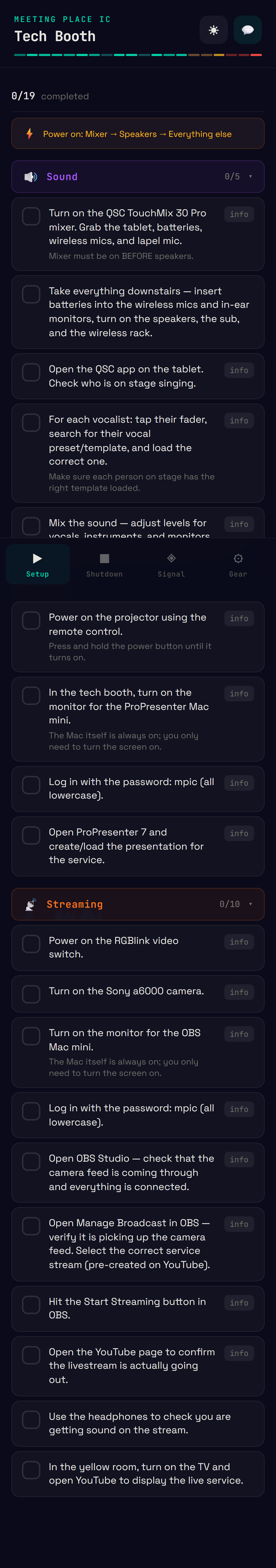 Setup checklist mid-progress with progress counter